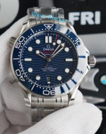 omega seamaster 300 white enamel blue