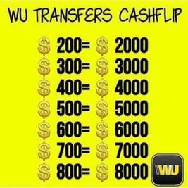 WESTERN UNION SECURE CASH OUT TRANSFER..300$....6000$